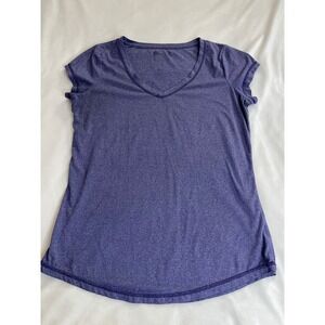Lululemon Womens V-Neck Short Sleeve Athletic Top Heathered Purple 8